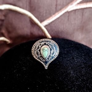 Boho Turquoise Adjustable Silver Ring